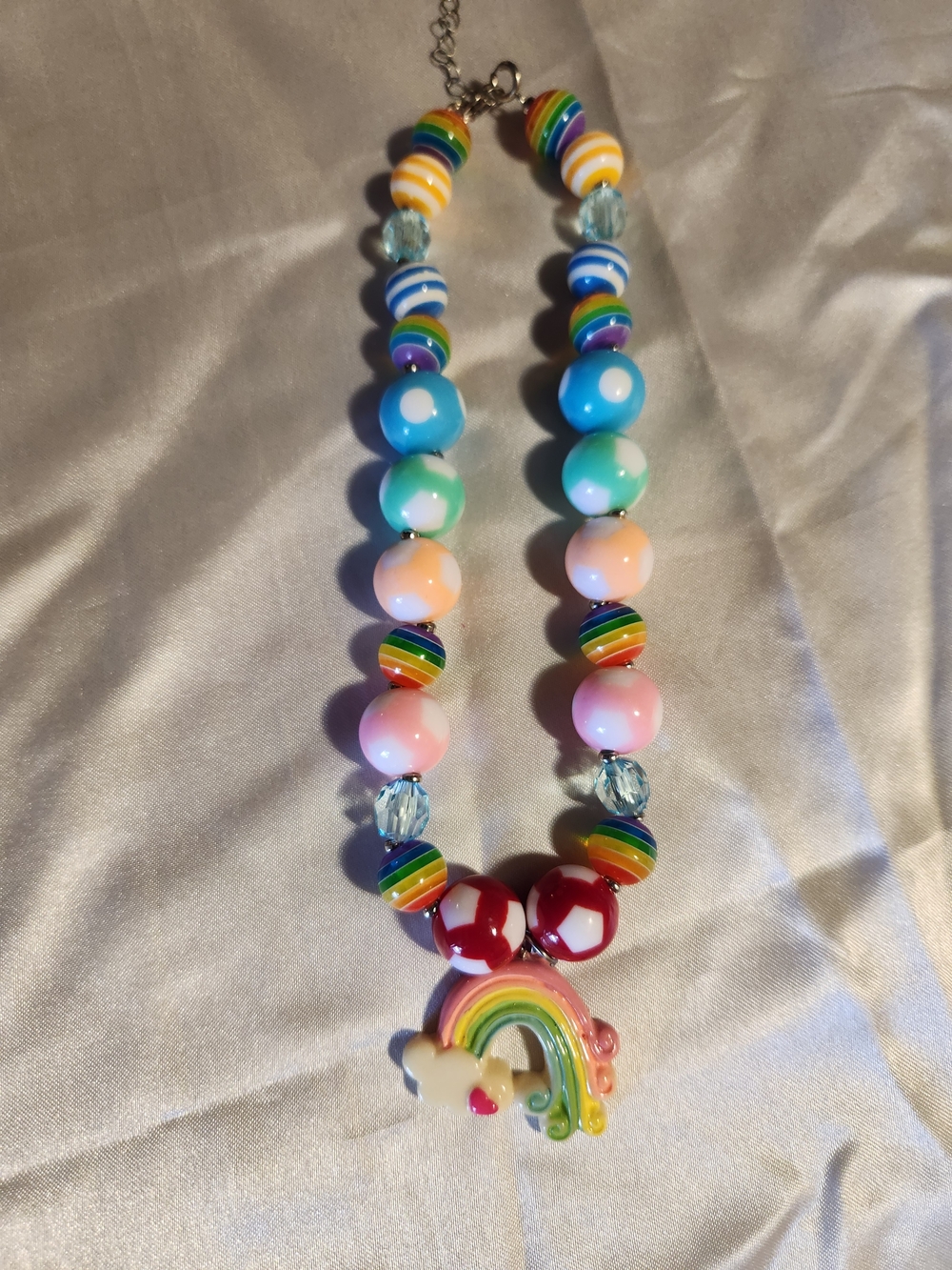 Colorful Rainbow Bead Necklace for Kids - Multicolor